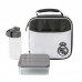 Safta Real Madrid Bolsa Isotermica Porta Alimentos - Cremallera - Incluye Recipiente de 650ml - Botella de 335ml - Bolsillo Interior - Asa de Mano - 21x21.6x9.5cm - Color Blanco
