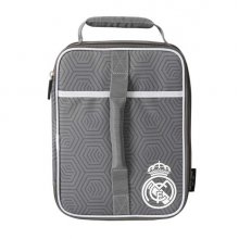 Safta Real Madrid Bolsa Isotermica Porta Alimentos - Expandible - Incluye Recipiente de 650ml - Cremallera - Asa de Mano - 20.7x26.7x10.8cm - Color Gris