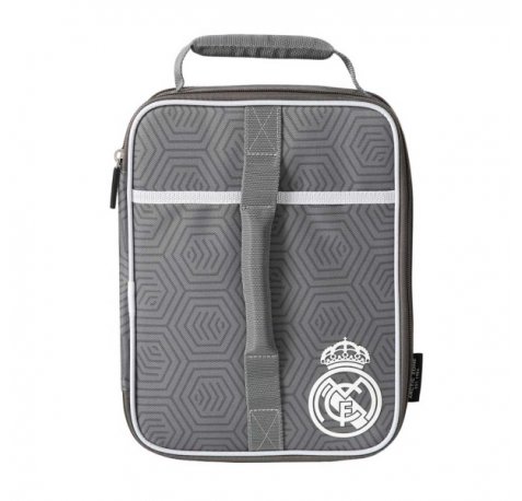 Safta Real Madrid Bolsa Isotermica Porta Alimentos - Expandible - Incluye Recipiente de 650ml - Cremallera - Asa de Mano - 20.7x26.7x10.8cm - Color Gris
