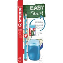 Stabilo Easygraph Pack con Lapiz de Grafito + Sacapuntas con Deposito + Goma de Borrar - Mina HB de 3.15mm - DiseÃ±o Ergonomico - Uso Diestro - Color Azul