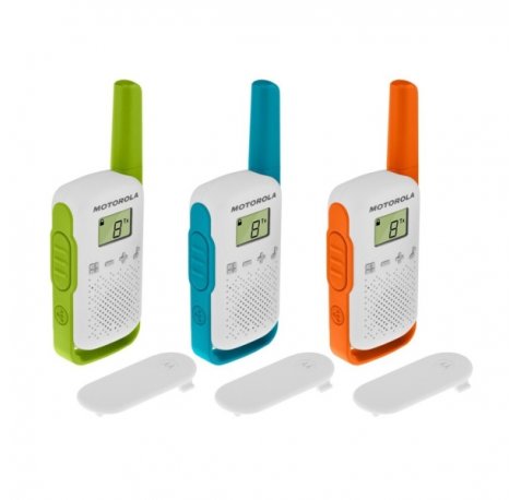 Motorola T42 Pack 3 Walkie Talkies - 16 Canales PMR446 - Alcance hasta 4Km - Autonomia hasta 18h