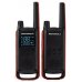 Motorola T82 Pack 2 Walkie Talkies - 16 Canales PMR446 + 121 Codigos - Alcance de hasta 10km - Autonomia hasta 18h - Color Negro/Rojo