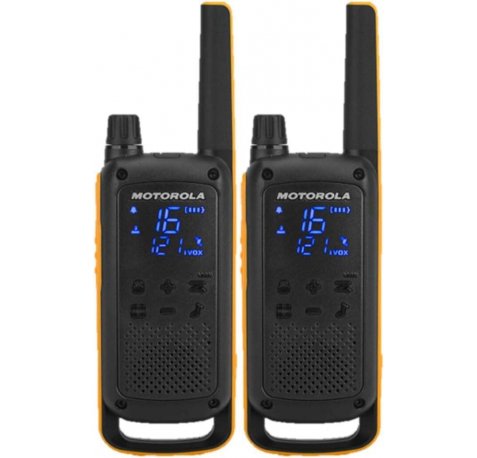 Motorola TLKR T82 Extreme Pack 2 Walkie Talkies - 16 Canales PMR446 y 121 Codigos - Alcance de hasta 10km en Campo Abierto - Autonomia hasta 18h - Color Negro/Amarillo