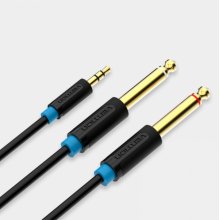 Vention Cable Estereo Jack 3.5 Macho a 2x Jack 6.5 Macho - 3m - Color Negro
