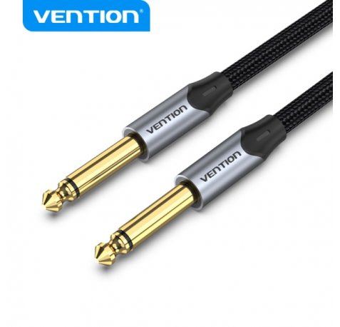 Vention Cable Audio 6.5mm 1.5m - Conectores TS macho - Niquelado - Conductor de cobre esmaltado - Color Gris