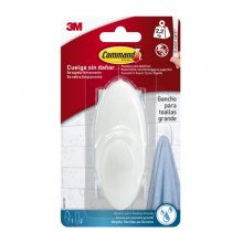Command Gancho Grande para Toallas - Resistente al Agua - 1 Tira Adhesiva - Soporta hasta 2.2kg - Color Blanco Command Gancho Grande para Toallas - Resistente al Agua - 1 Tira Adhesiva - Soporta hasta 2.2kg - Color Blanco
