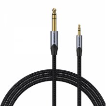 Vention Cable Estereo Jack 3.5 Macho a Jack 6.3 Macho - 1m - Color Gris