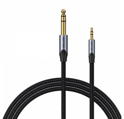 Vention Cable Estereo Jack 3.5 Macho a Jack 6.3 Macho - 1m - Color Gris