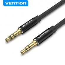 Vention Cable de Audio - Conectores Jack 3.5" - Chapado en Oro - Carcasa de Aluminio - Longitud 3m - TPE Duradero - Color Negro