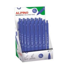 Alpino Soft Touch Expositor con 24 Boligrafos Retractiles - Punta 1mm - Tacto Suave - Tinta Azul - Color Azul