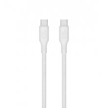Blackbyte Cable USB-C Macho a USB-C Macho de Silicona - Hasta 100W - 1 metro - 480Mbps - Compatible con Carga Rapida - Diametro 3mm - Color Blanco