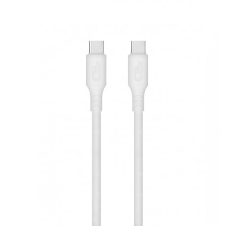 Blackbyte Cable USB-C Macho a USB-C Macho de Silicona - Hasta 100W - 1 metro - 480Mbps - Compatible con Carga Rapida - Diametro 3mm - Color Blanco