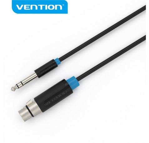 Vention Cable de Audio - Jack 6.5mm a XLR - Conector Estereo - Material PVC Resistente - Alta Calidad de Sonido - Color Negro