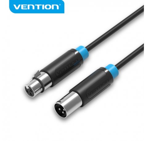 Vention Cable de Microfono XLR - Conectores Bañados en Oro - Conductor de Bronce Esmaltado - Color Negro