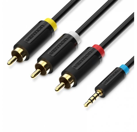 Vention Cable Estereo Jack 3.5 Macho a 3x RCA Macho - 1.5m - Color Negro