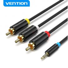 Vention Cable Jack 2.5 mm a 3 RCA - Conexion Versatil - Compatible con TV Antiguas - Color Negro