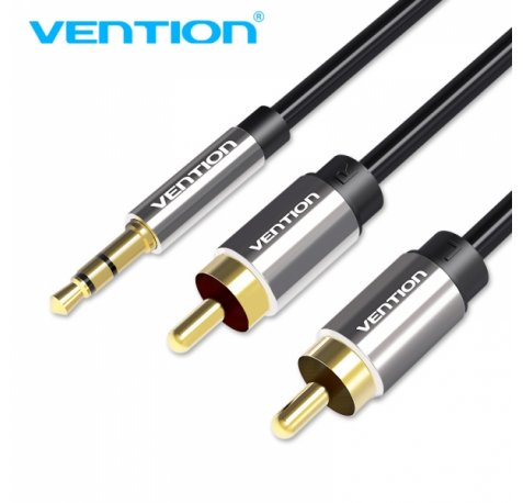 Vention Cable Estereo Jack 3.5 Macho a 2x RCA Macho BCFBI - 5m - Color Negro
