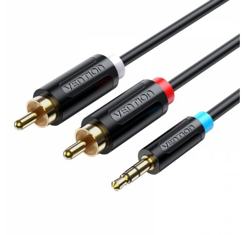 Vention Cable Estereo Jack 3.5 Macho a 2x RCA Macho - 3m - Color Negro
