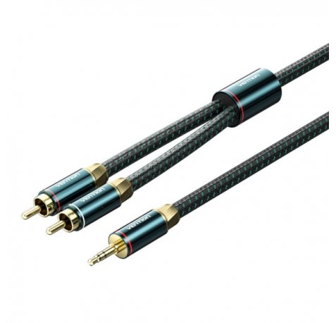 Vention Cable Jack 3.5 a 2xRCA Macho - 1m - Trenzado - Color Verde