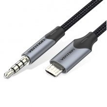 Vention CableTech Adaptador Micro-USB a Jack 3.5 - Conectores de Alta Calidad - USB 2.0 - Color Negro