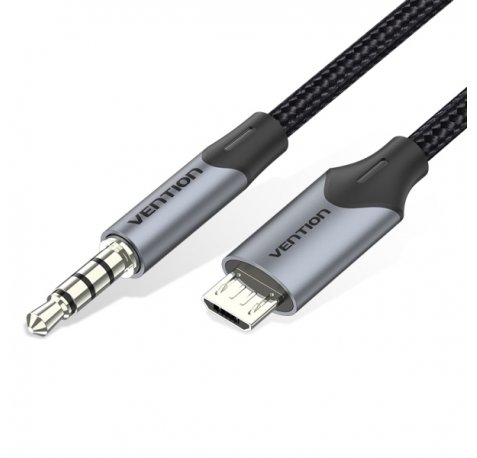 Vention CableTech Adaptador Micro-USB a Jack 3.5 - Conectores de Alta Calidad - USB 2.0 - Color Negro