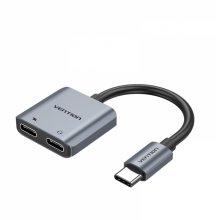 Vention Conversor USB-C Macho a 2x USB-C Hembra (Audio y Carga) - Color Gris