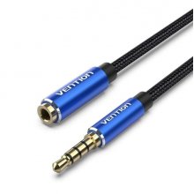 Vention Cable Extensor de Audio Estereo - Longitud 5m - Jack 3.5mm Macho - Jack 3.5mm Hembra - Conectores Chapados en Oro - Color Azul Lago