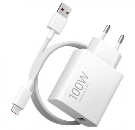 Xiaomi 100W Cargador GAN de Pared para Smartphone USB-A 100W + Cable - Identificacion Inteligente de Dispositivos - Color Blanco