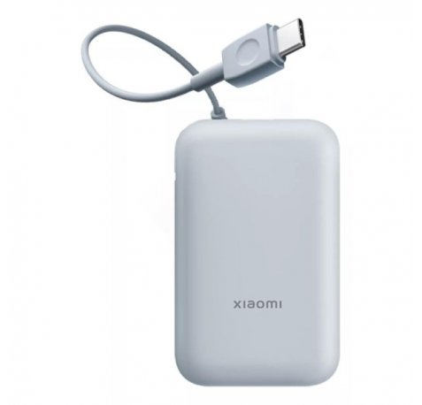 Xiaomi Bateria Externa/Power Bank 10000 mAh con - Carga Rapida 22.5W - Cable de Carga Integrado - Puertos 1x USB-A , 1x USB-C - Color Azul Claro