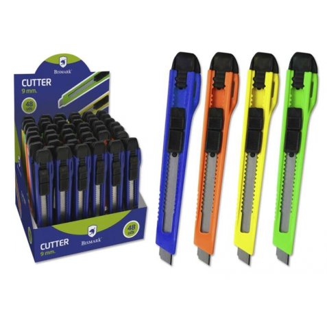 Bismark Cutter Pequeño con Cuchilla de Acero - Sistema de Bloqueo - Retractable e Intercambiable - Colores Surtidos (48 uds)