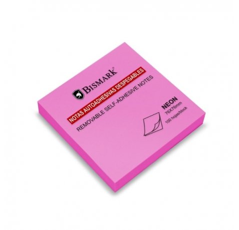 Bismark Bloc de 100 Notas Adhesivas 76x76mm - Color Magenta Neon (12 uds)