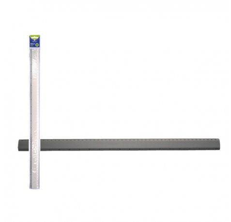 Bismark Regla Milimetrada 50cm - Fabricada en Aluminio - Con Bisel para las Lineas a Tinta - Color Aluminio
