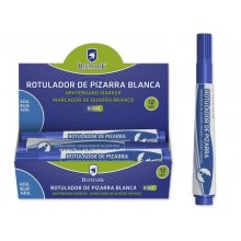 Bismark Rotulador Pizarra Tinta a Base de Alcohol - Punta Media de Fibra Acrilica - Punta Redonda - Color Azul (12 uds)