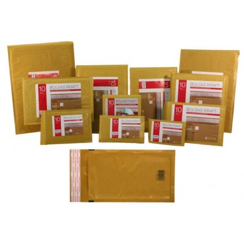 Bismark Bolsa Acolchada Kraft Nº14 180x265mm - Recubrimiento Interno de Laminas de Burbuja de Aire - Cierre Autoadhesivo - Ideal para Envios con Alta Proteccion (10 uds)