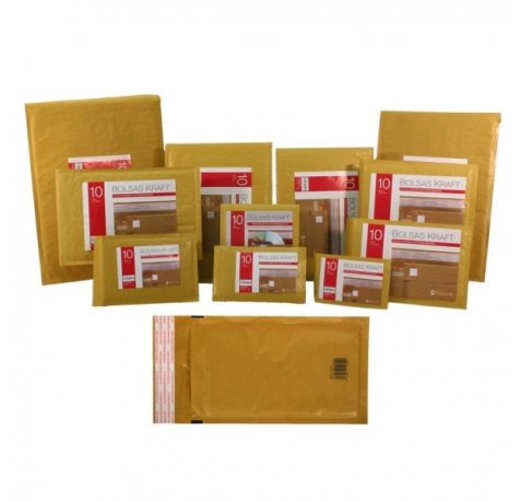 Bismark Bolsa Acolchada Kraft Nº15 220x265mm - Recubrimiento Interno de Laminas de Burbuja de Aire - Cierre Autoadhesivo - Ideal para Envios con Alta Proteccion (10 uds)
