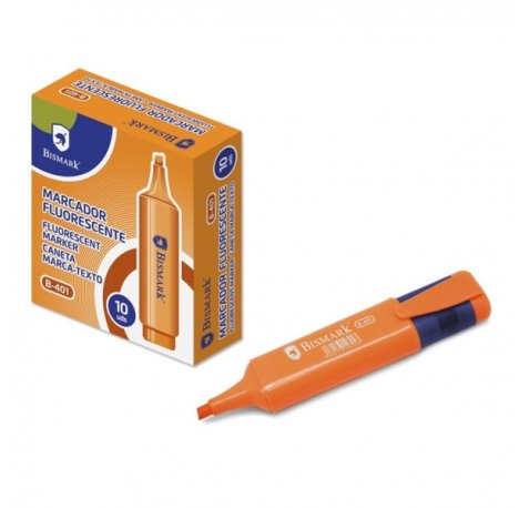 Bismark Marcador Fluorescente - Punta Biselada 1 - 5mm Aprox - Tinta Base de Agua - Color Naranja (10 uds)
