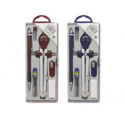 Bismark Compas Micrometrico con Portaminas - Incluye Portaminas de 0,5 con Tubo de Minas - Presentado en Estuche de Plastico - Colores Surtidos
