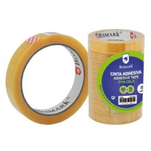 Bismark Cinta Adhesiva Transparente 19mm x 66m - Fabricada en Polipropileno - Transparente (8 uds)