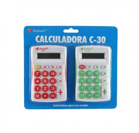 Bismark C-30 Pack de 2 Calculadoras Infantiles - Pantalla LCD - Funciones Basicas - Alimentacion a Pilas - Colores Surtidos Aleatorios