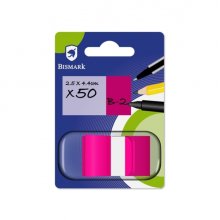Bismark Dispensador con 50 Marcadores Reposicionables 44 x 25mm - Para Marcar, Señalar o Destacar Informacion - Color Rosa (24 uds)