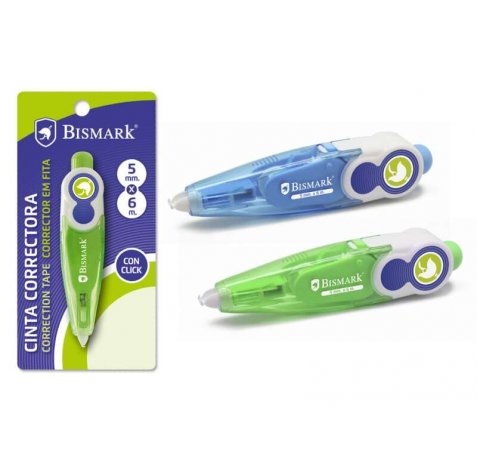 Bismark Cinta Correctora en Seco - Sistema Retro que Oculta el Extremo - Precision en La Aplicacion - Perfecta Adherencia al Papel - Presentacion en Blister Individual