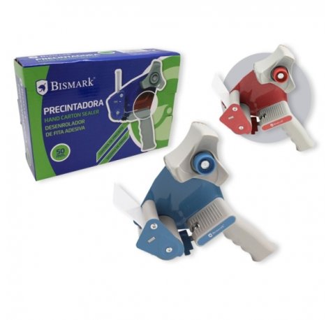 Bismark New Line TD1201 Precintadora - Cuchilla de Acero Templado - Empuñadura Ergonomica - Colores Rojo y Azul Aleatorios