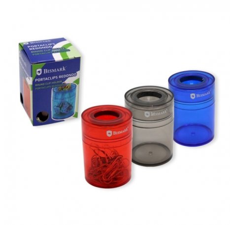 Bismark Portaclips de Plastico con Deposito Transparente - 45x45x65mm - Embocadura Imantada - Colores Surtidos Aleatorios