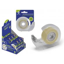 Bismark Portarrollos con Cinta Adhesiva Transparente - Cuerpo de Plastico - Incluye Cinta de 33 Metros - Ideal para Uso Escolar - Color Transparente (12 uds)