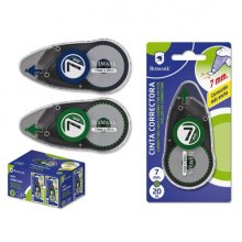 Bismark Cinta Correctora 7mmx20m - Perfecta Adherencia al Papel - Presentacion en Blister Individual - Colores Surtidos Aleatorios (24 uds)
