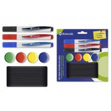 Bismark Pack de 3 Rotuladores para Pizarra + 4 Imanes + Borrador - Colores Surtidos Bismark Pack de 3 Rotuladores para Pizarra + 4 Imanes + Borrador - Colores Surtidos