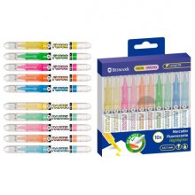 Bismark Long-Life Pack de 10 Marcadores Fluorescentes - 5x Neon y 5x Pastel - Tinta Liquida - Punta Biselada - Ideal para Subrayar y Resaltar - Colores Surtidos