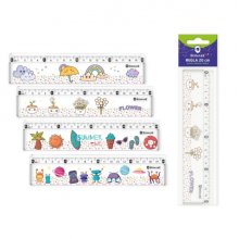 Bismark Regla 20cm con Bolitas de Colores en su Interior - Fabricada en Plastico - Ideal para Colegio - 4 Diseños Diferentes (24 uds)
