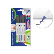 Bismark Pack de 4 Rotuladores para Pizarra Blanca - Punta Redonda 2mm - Colores Surtidos