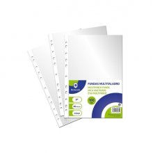 Bismark Pack de 100 Fundas Multitaladro TamaÃ±o Folio 80 Micras - Acabado en Cristal - Ideal para Carpetas con Mecanismo de Anillas